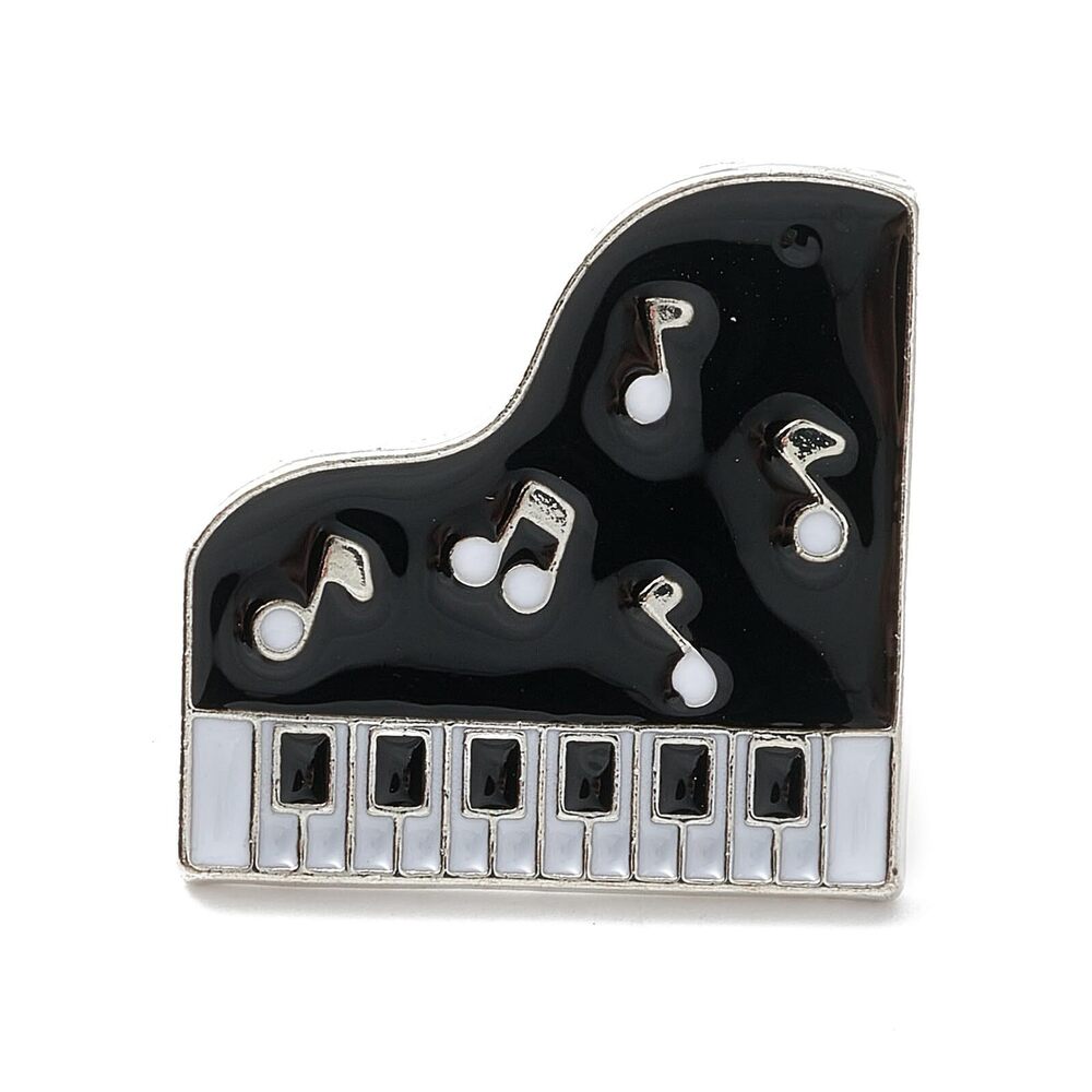 1033 10 pcs Piano Enamel Alloy Brooches Creative Musical Instrument Badge